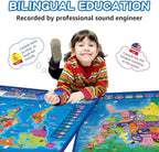 V2 Interactive Bilingual United States Map – Talking Learning Toy & Geography Games for Kids 3–12